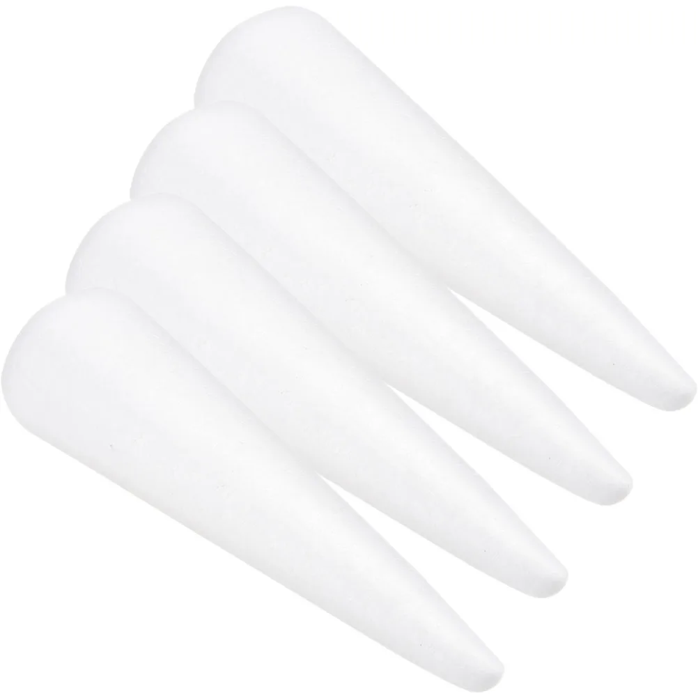 

4 Pcs Foam Cone White Shaped DIY Craft Supplies Kids Toys Plastic Cones Decor Projects Xmas Tree Gnôme Hats Unicorn Horns School
