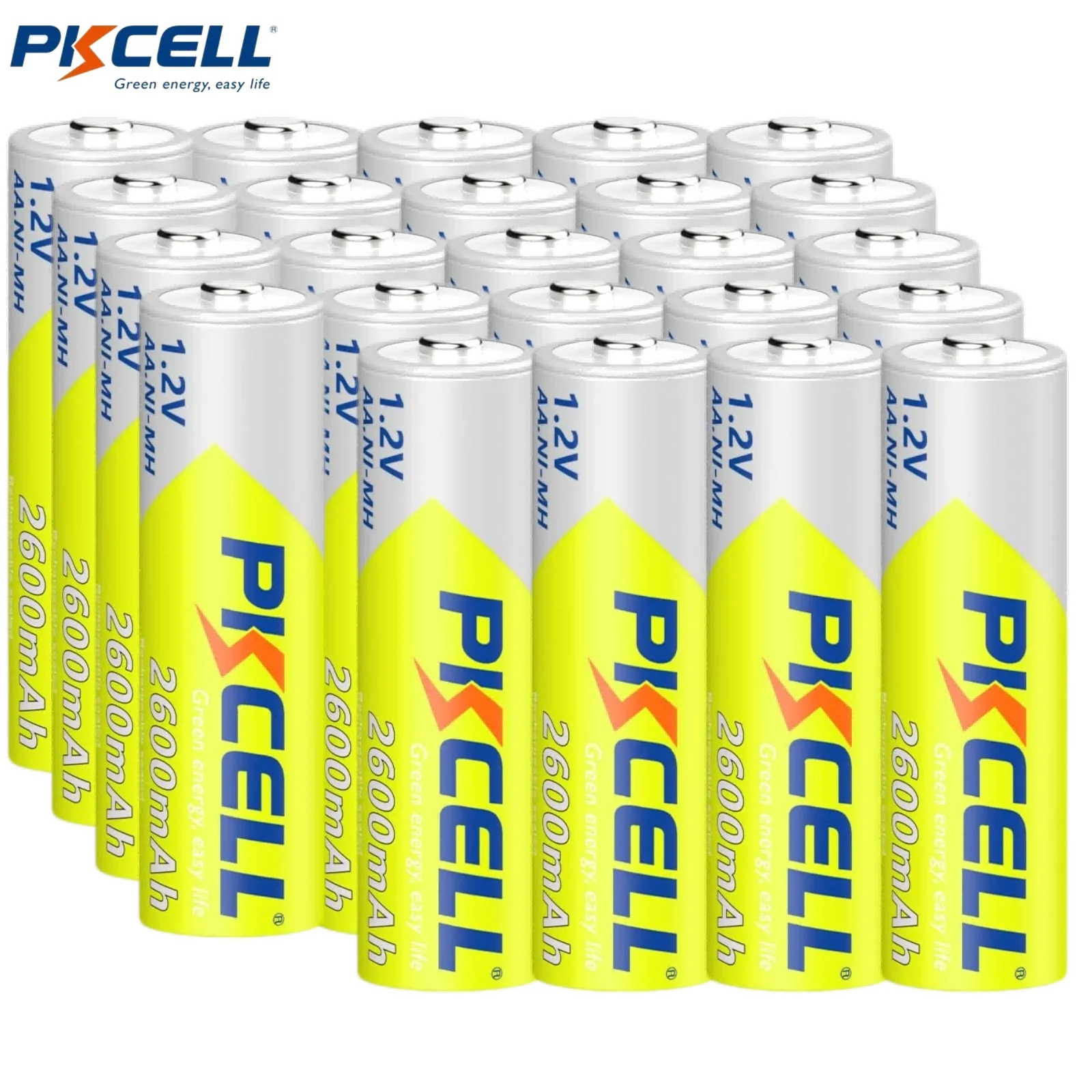 

PKCELL 24-Count 1.2V NI-MH 2600mAh Rechargeable Li-ion AA Battery Pilas Recargables Double-A Batteries For MP3 Remote Control