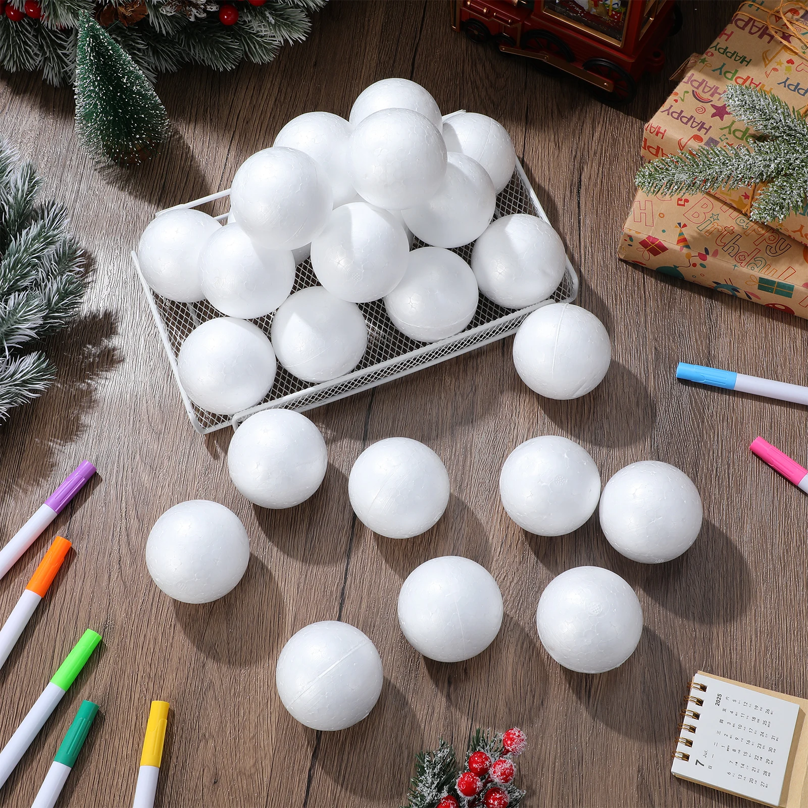 

36Pcs Christmas Foam Ball 6.3cm White Craft Ornament for DIY Decoration Art Project Preschool Church Activity