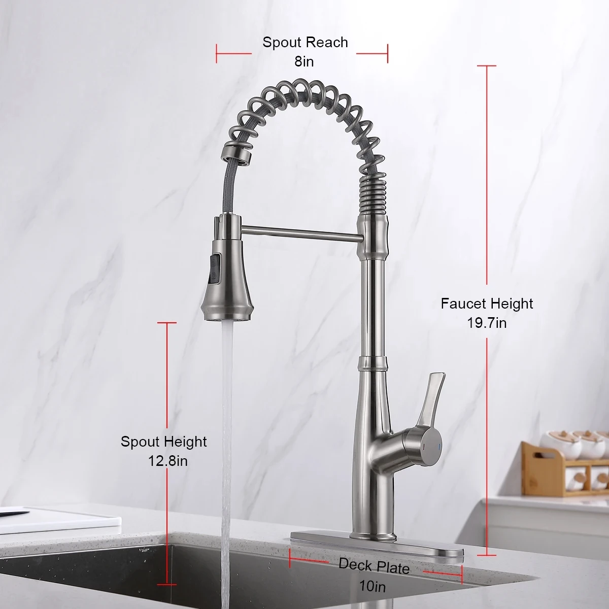 

Top Quality Brass Kitchen sink faucet Brushed Nickel Hot Cold water One Hole Pull Out Kitchen Tap Luxury Modern 2 Mode spray