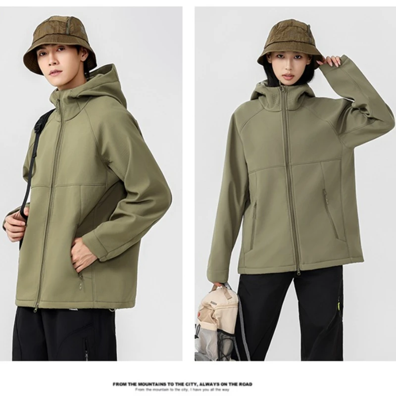 2026 Unisex Outdoor Softshell Hooded Jacket Climbing Travel Wear Breathable Waterproof Ultra-light Windproof Stain Windbreaker