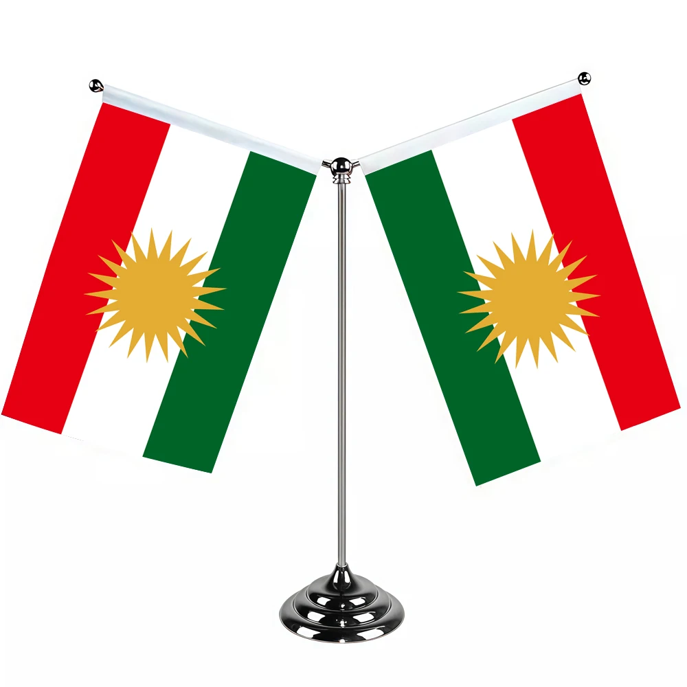 Aerlxemrbrae Metal Stand  14x21cm  Office Desk Flag of Kurdish Flag  Kurdistan National Banner Desk Ornaments Flags