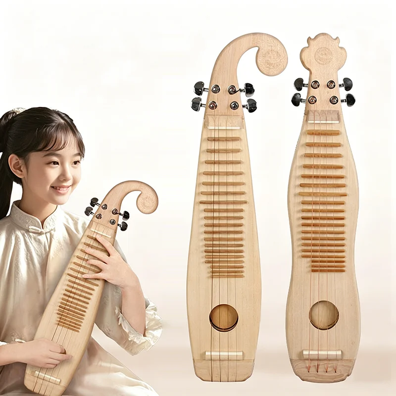 

Wooden Small Pipa Adult Child Beginner Practice Lute Portable Finger Training Pipa Traditional Professions Stringed Instruments