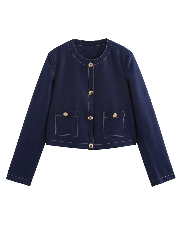 

Новая женская одежда 2025 года, свободная однобортная короткая джинсовая куртка в европейском и американском стиле в уличном стиле в стиле ретро