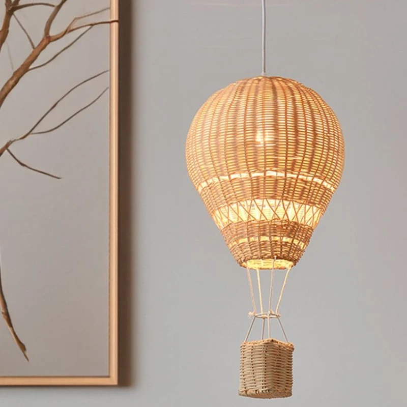 

Hot air balloon chandelier simple hotel restaurant bedside rattan chandelier