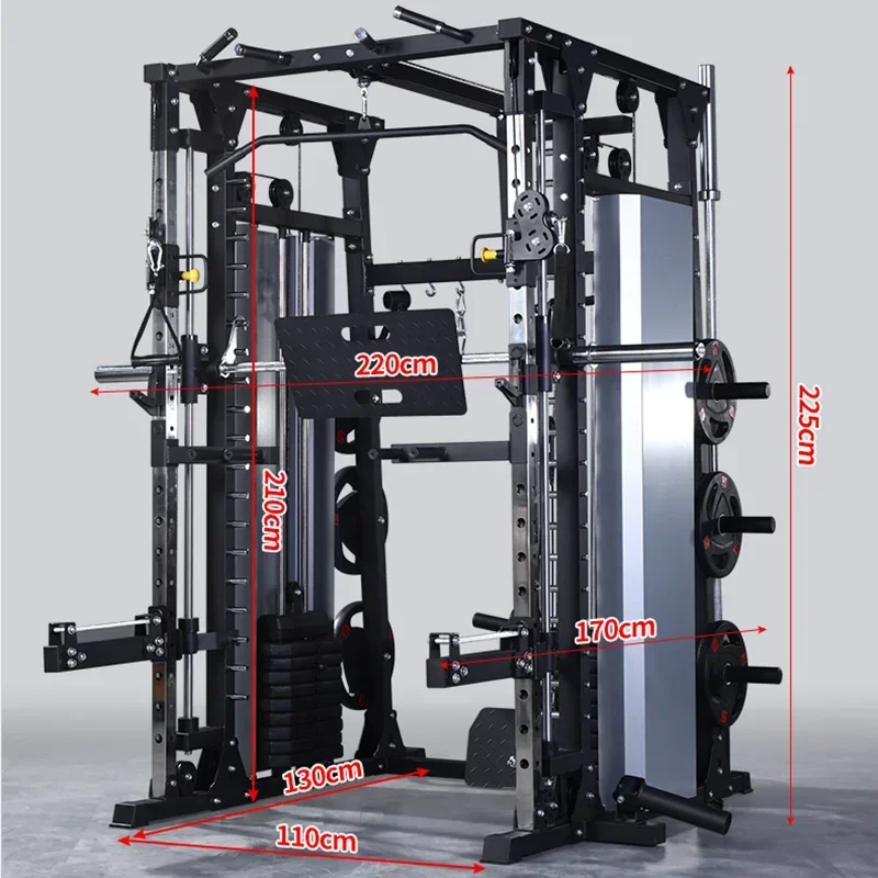 Multi functional trainer smith machine wall mount squat rack equipment heavy duty multi functional smith machine