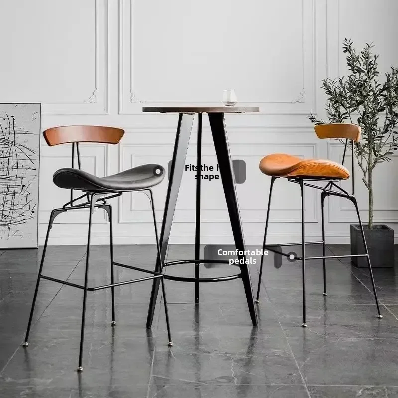 

Bottle Green Nordic Retroc, Wrought Iron Frame - Minimalist High Stool, Suitable for Milk Tea Shops and Coffee Shops