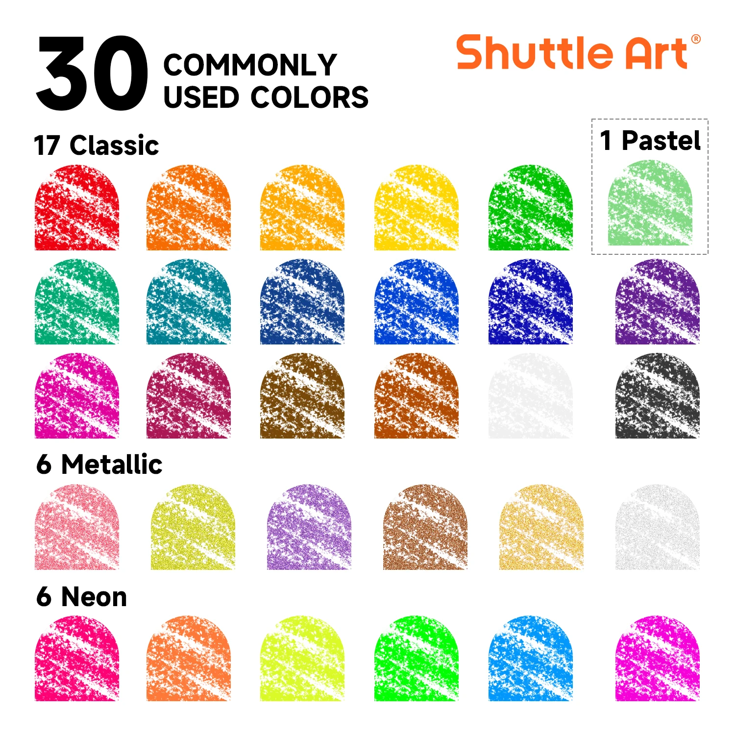 Shuttle Art Tempera Paint Sticks 30 Colors, Kids Safe, Washable Mess-Free | Fast Drying Solid Paint Sticks, Works Smoothly and Creamy on Paper, Wood, Glass, Ceramic and Canvas for Kids Art Creation