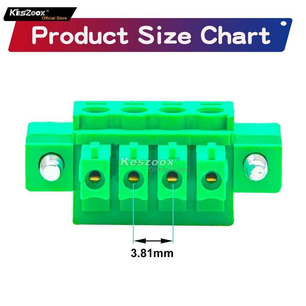 

Yoeruyo Phoenix 3.81mm 4 Pin PCB Screw Plug Terminal Block 5PCS Green 4-Pole Connector with Screwable Flanges