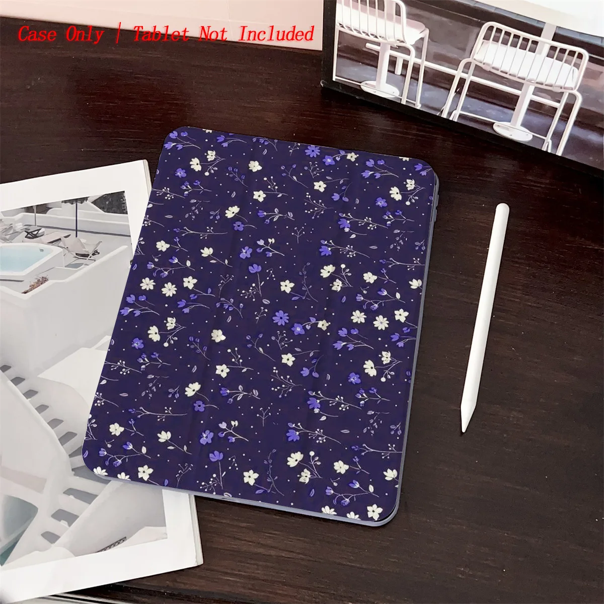

Elegant Blue Purple White Dried Flower iPad Case For Apple iPad Pro 11/12.9 Air 4/5 Mini 6 10th Gen Protective Cover