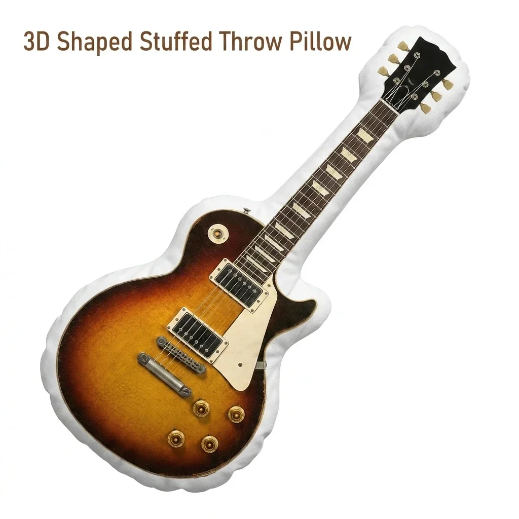 Guitar Electric Guitar Music Rock Instrument Musician Vintage Plush Pillow Cushion Stuffed Throw Pillow Home Decor Gift Sofa