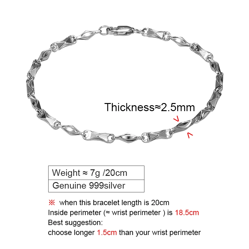 ZABRA S999 Sterling Silver Ingot Bracelet for Men and Women, Light Luxury and High-end Feeling, Men's Handicrafts