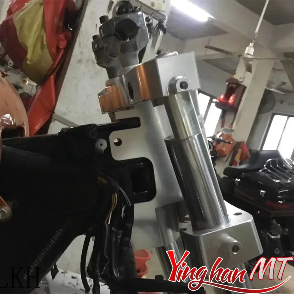 26' Inch Wheel Bolt On Rake Neck Triple Tree Kit Refit Bagger For Harley Touring Street Glide Road Glide Road King 2009-2013