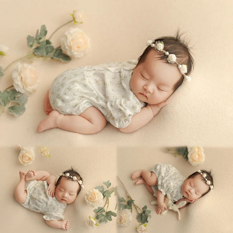 

Newborn Photography for Infant,Boy Girl Baby Artificial Flower, Headdress, Outfit,For 0-1Month Kid Studio Shoot Prop Accessories