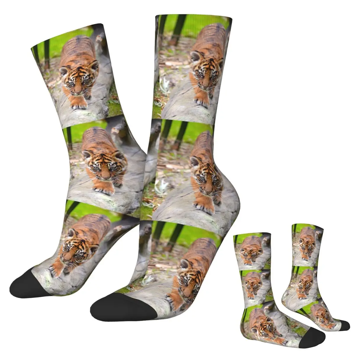 

Детские носки Sumatran Tiger Cub, чулки высокого качества в стиле Харадзюку, всесезонные длинные носки, аксессуары, мужские и женские рождественские подарки