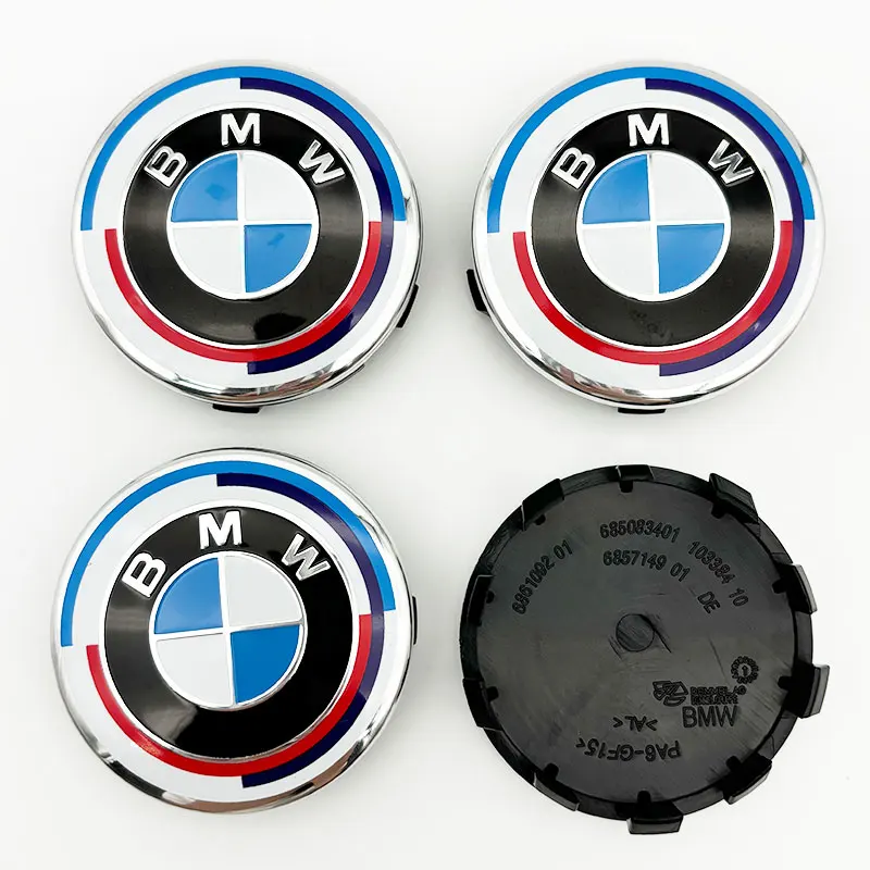 4Pcs 56mm 68mm BMW 50th Anniversary Logo Car Wheel Center Caps Hub Cover Emblem For BMW F15 F34 F18 F48 G42 G23 G31 Accessories