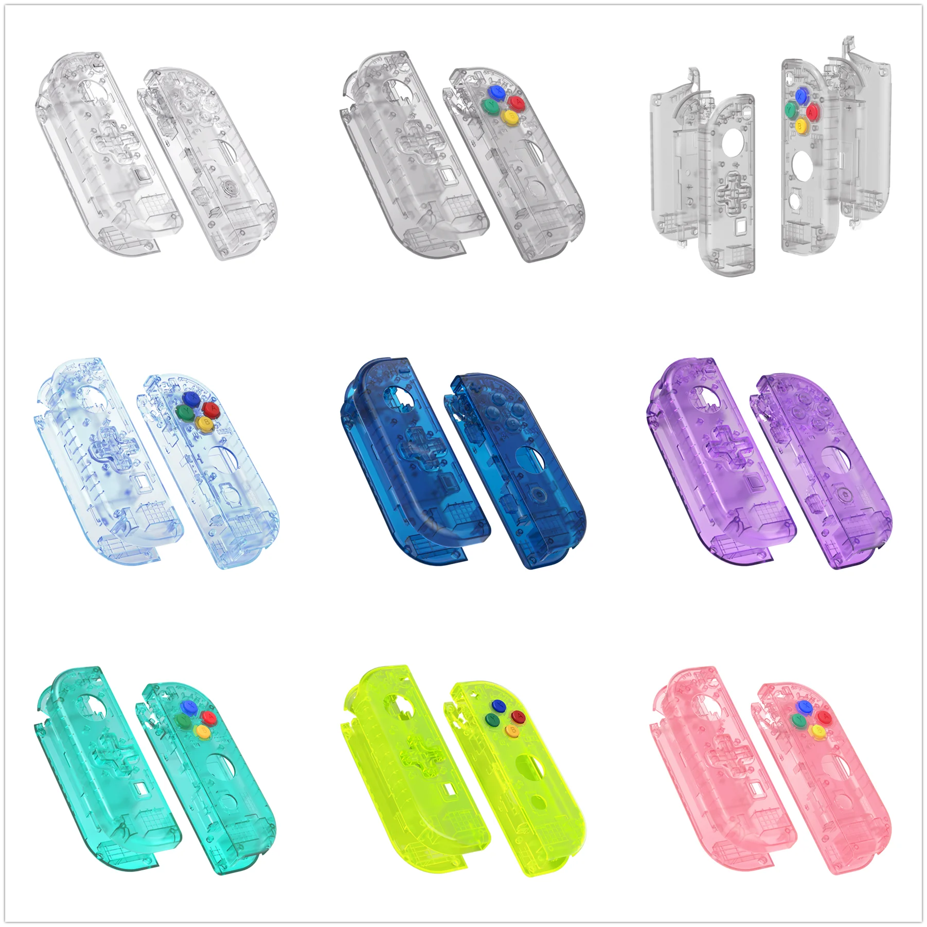 eXtremeRate Switch Gamepad Zestaw przycisków do wymiany obudowy dla Nintend Switch NS JoyCon i NS OLED JoyCon - Clear Series