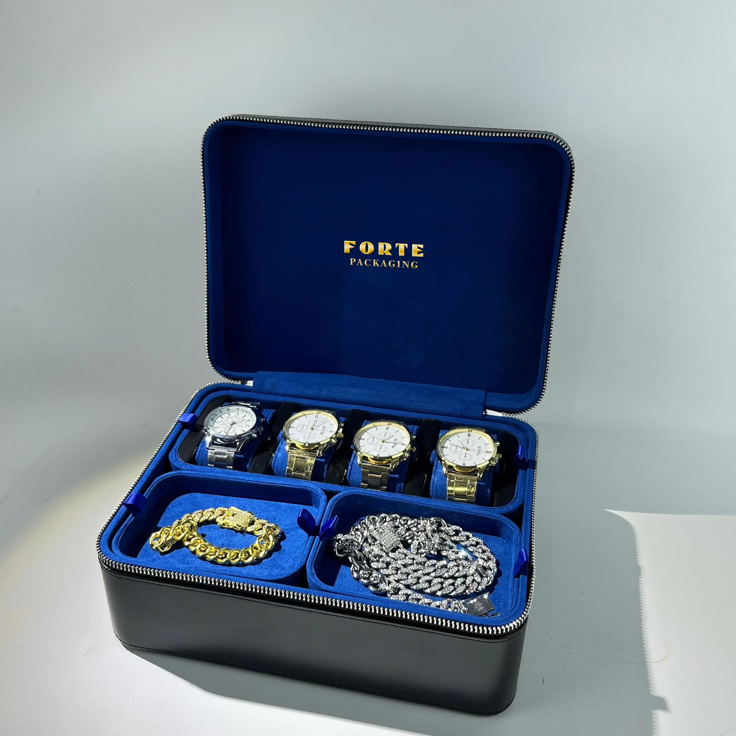 Jewelry Box With Watches - Polyurethane Leather Jewelry Travel Storage Jewelry