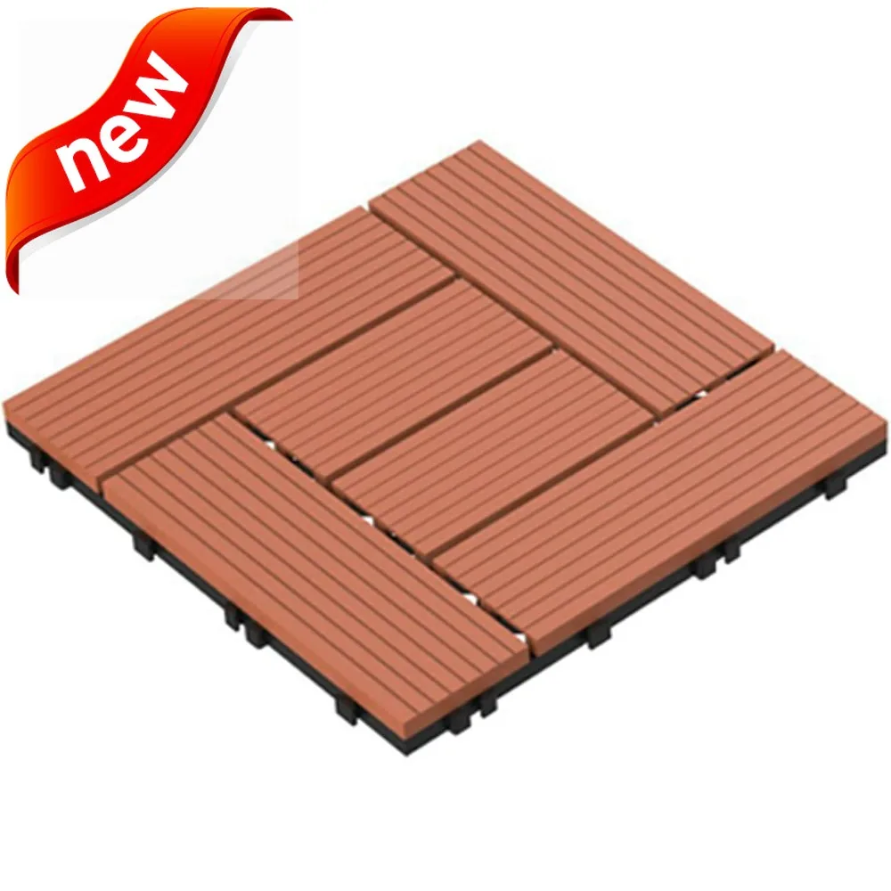 

Wood Plastic Composite Deck Tiles - 24-Pack Interlocking Patio Flooring for Outdoor Spaces