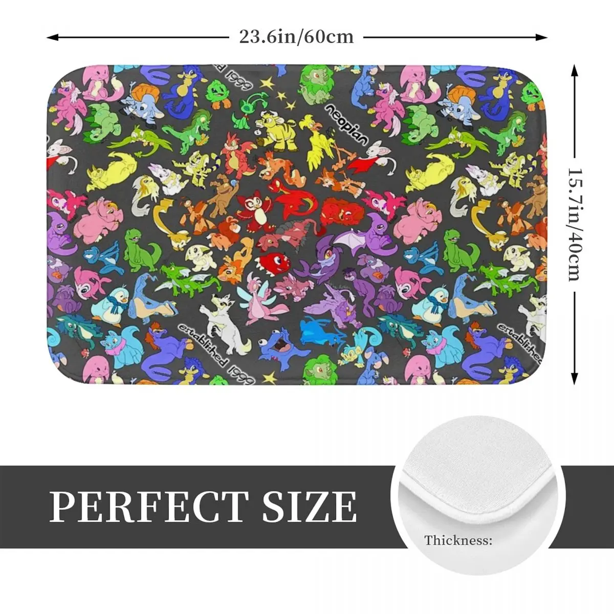 Neosplash! All The Neopets, All Over Print! Anti-slip Doormat Floor Mat Carpet Rug for Kitchen Entrance Home Balcony Footpad Mat