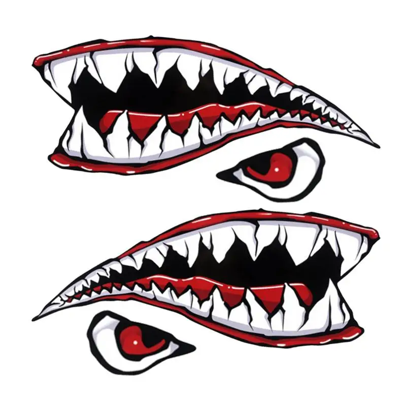 Reflective Shark Teeth Boat Decal Decorative Car Body Stickers Water Resistant Racing Sports Shark Mouth Tooth Graphics Decals