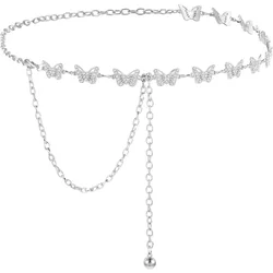Women Butterfly Waist Chain Belt, Metal Rhinestones Waist Belts Women Dress Belts Body link Chain Belt for Girl Women