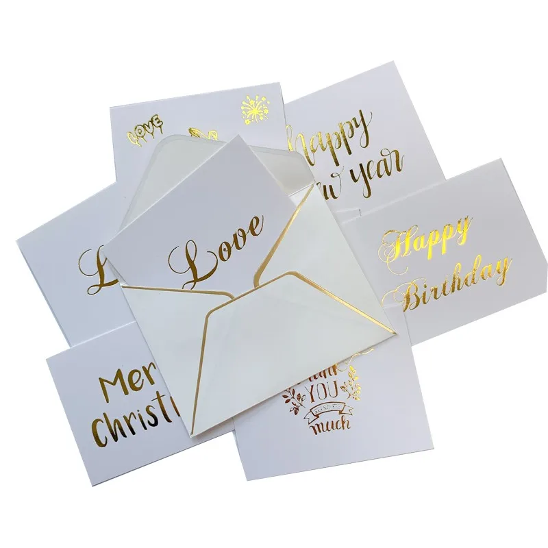 

20set White gilded gift envelope with card MINI NEW YEAR wedding happy birthday Invitation cards 8*6CM