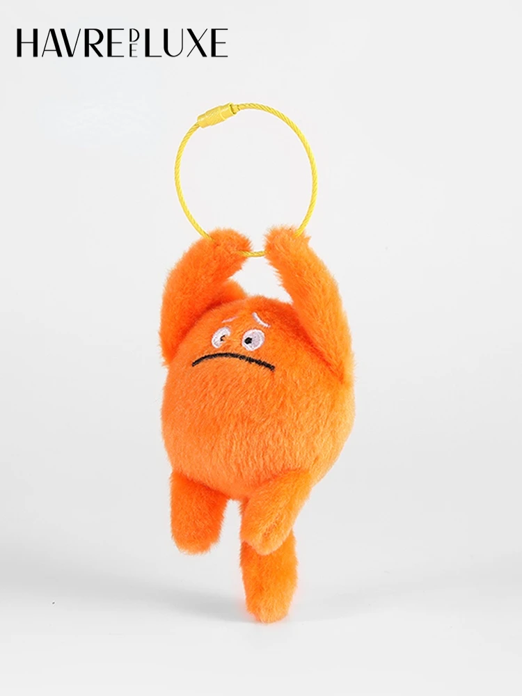 Social Fear Small Orange Cat Bag Pendant Funny Couple Doll Backpack Ornaments Cute Car Key Chain