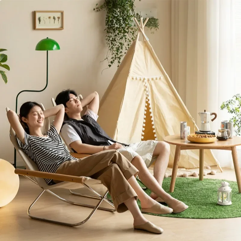 Foldable Chair for Small Spaces, Living Room, Balcony, Modern Lounge Chair for Home or Outdoor Use, Tear-Resistant Canvas Fabric