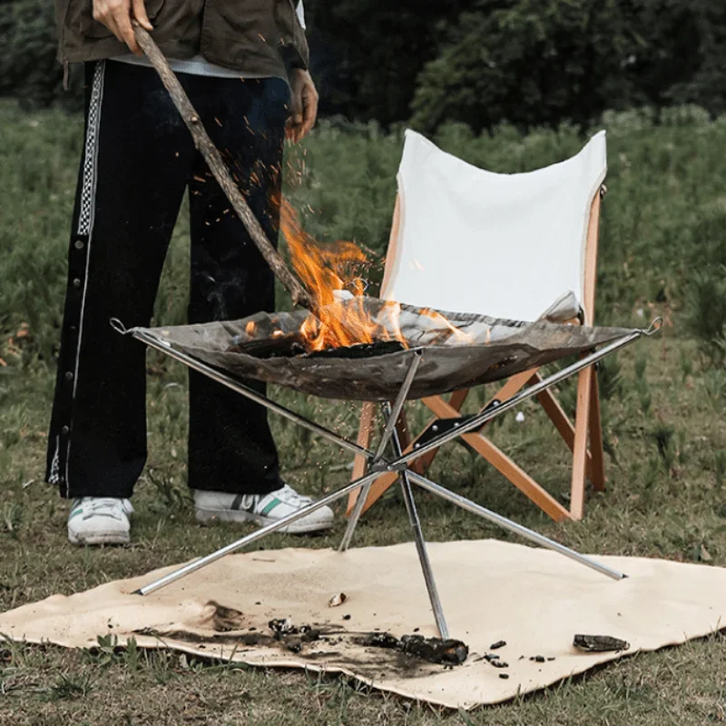 持ち運び可能な折りたたみ式スチールグリッド型キャンプファイヤ - Outdoor Camping Fireplace のレビューと価格