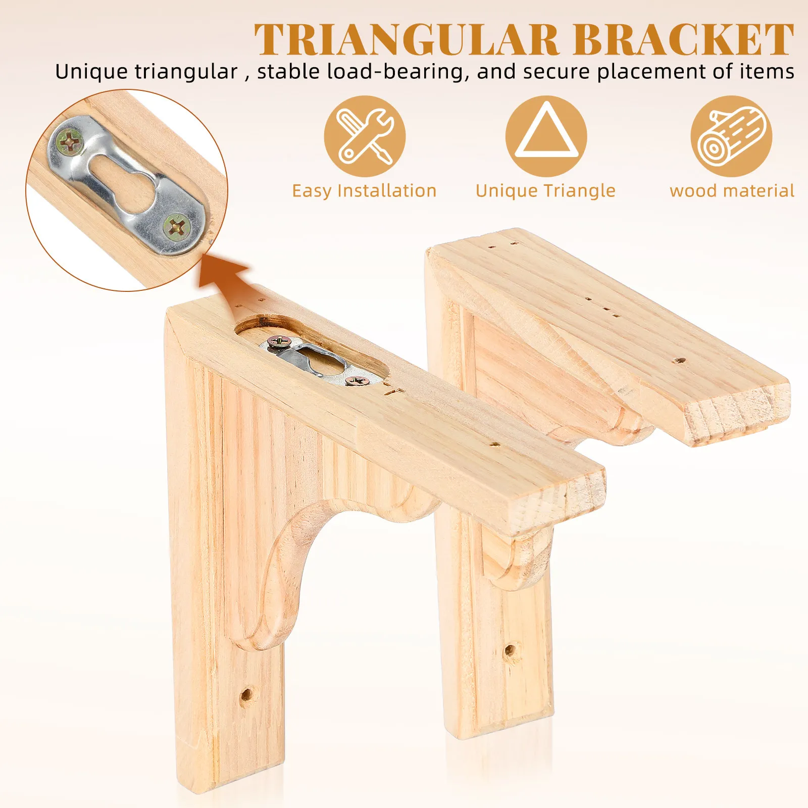 Wooden Triangle Corner Brace Solid Wood Triangular Bracket for Shelves Countertop Wall Storage Space Saving Rustic Shelf Support