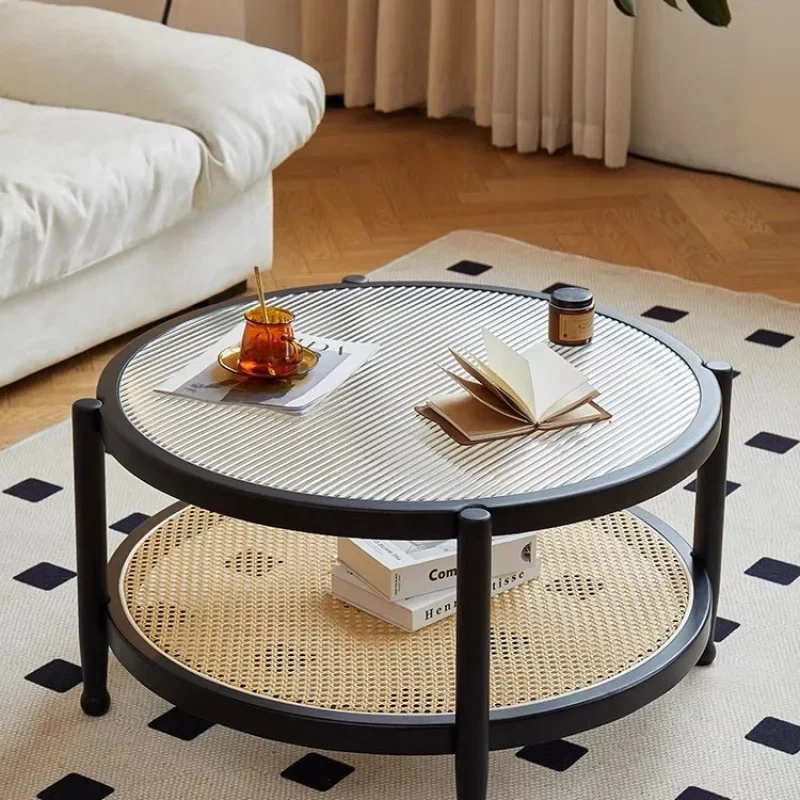 Nordic simple Changhong, solid wood rattan combination coffee table light luxury, coffee table living room advanced