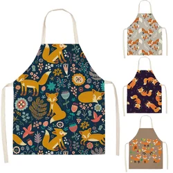 Grembiuli Fox Unisex cena in lino bavaglino da cucina nordico divertente grembiuli per pulizia grembiule accessorio per la casa