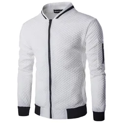 2024 new autumn winter fashion sports grid striped zipper jacket men's Korean blazer men's casual sports trend design men's coat