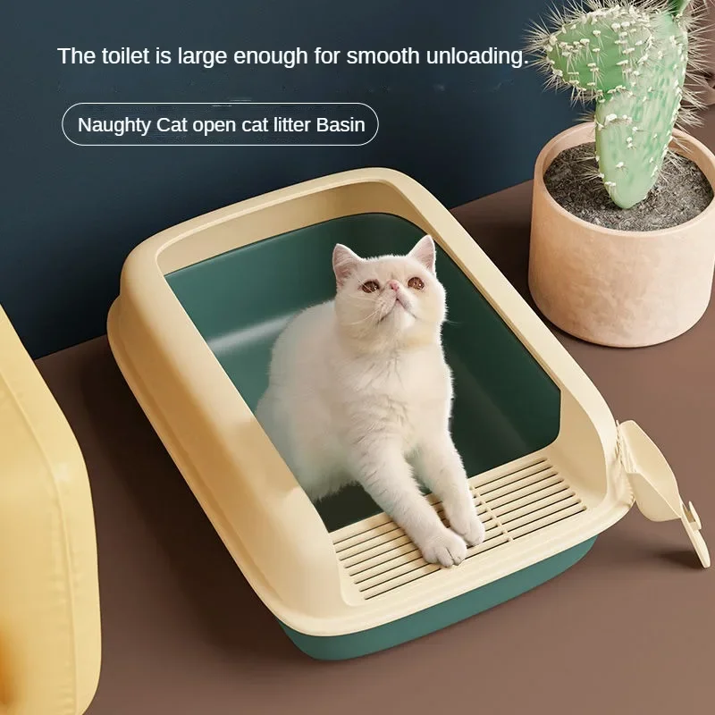 

Cat Litter Box Cat Toilet Oversized Anti-splash with Sand Open Cat Feces Basin Fully Semi-closed Pet Supplies