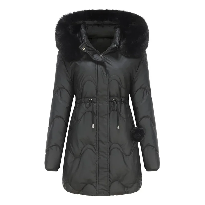 Women\'s Hooded Parka Long Jacket Detachable Fur Collar Warm Parka Female Winter Wrap Coat Winter Cotton Jacket Outwear for Women