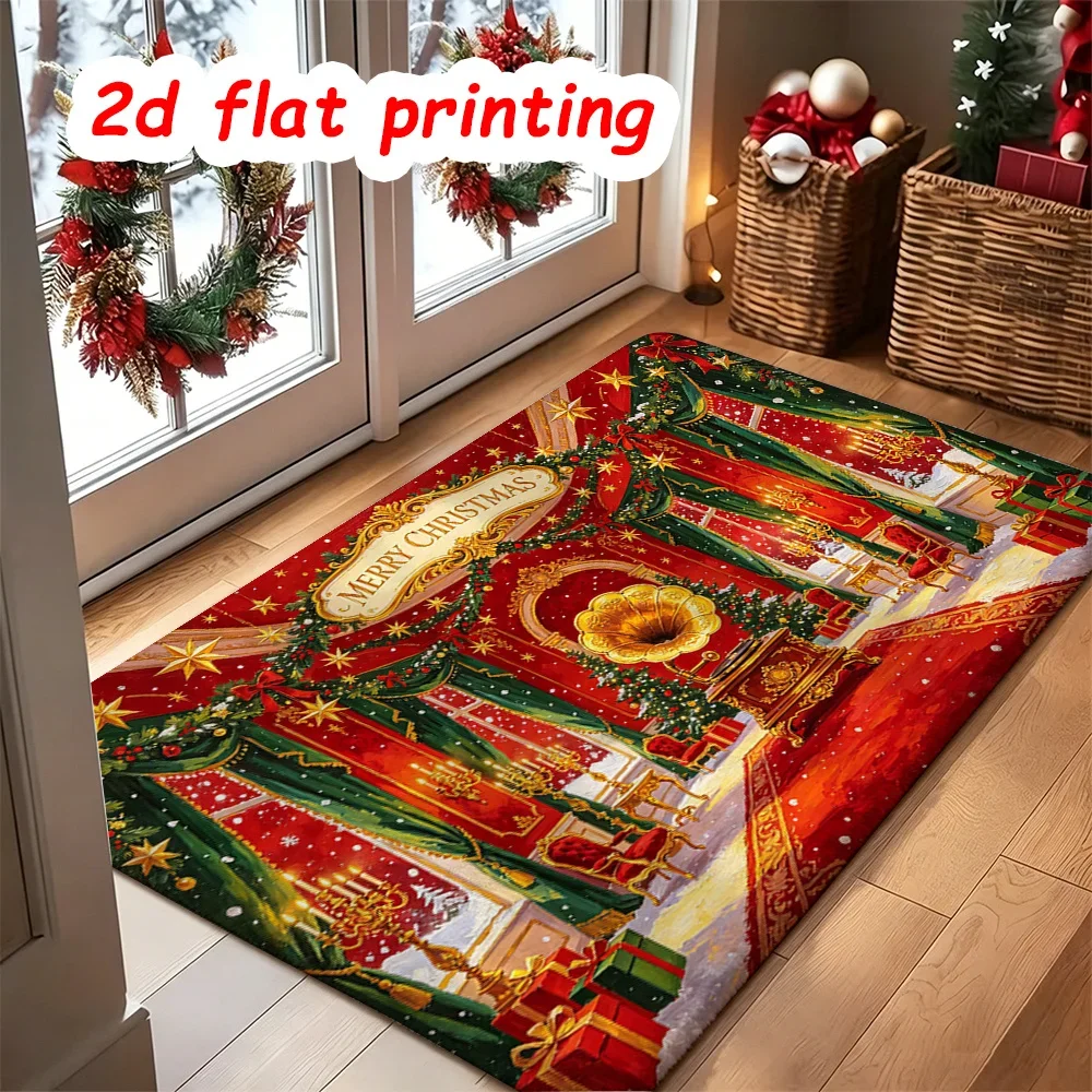Luxury Vintage Royal Palace Welcome Rug Christmas Gramophone Floor Mat Oil Painting Winter Home Decor Area Rug Doormat