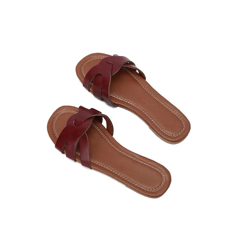 

ORCHA LISA ORCHA LISA 2025 Новый дизайн Женские тапочки с открытым носком на плоской подошве Мягкие уличные повседневные большие размеры 47-49 Весна Лето Ins Style