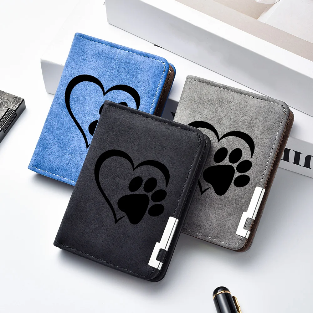 

Heart-shaped Animal Paw Print Men's Wallet, Large Capacity, Multiple Card Slots, Can Store Cards, Men's Wallet