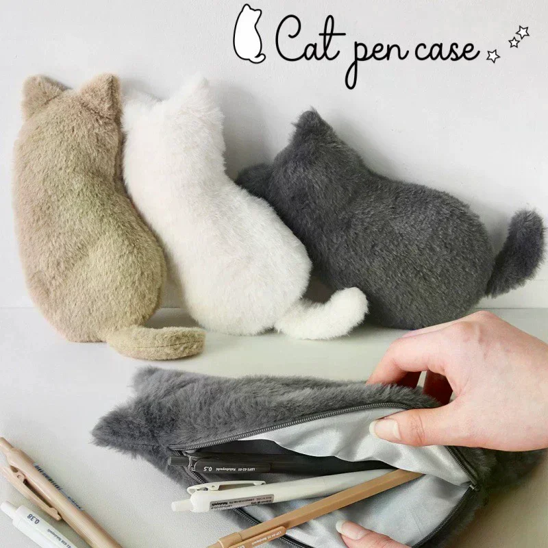 

Plush Animal Density Multi-color Cartoon Cat Pen Bag, Unique Gift Idea for Students.