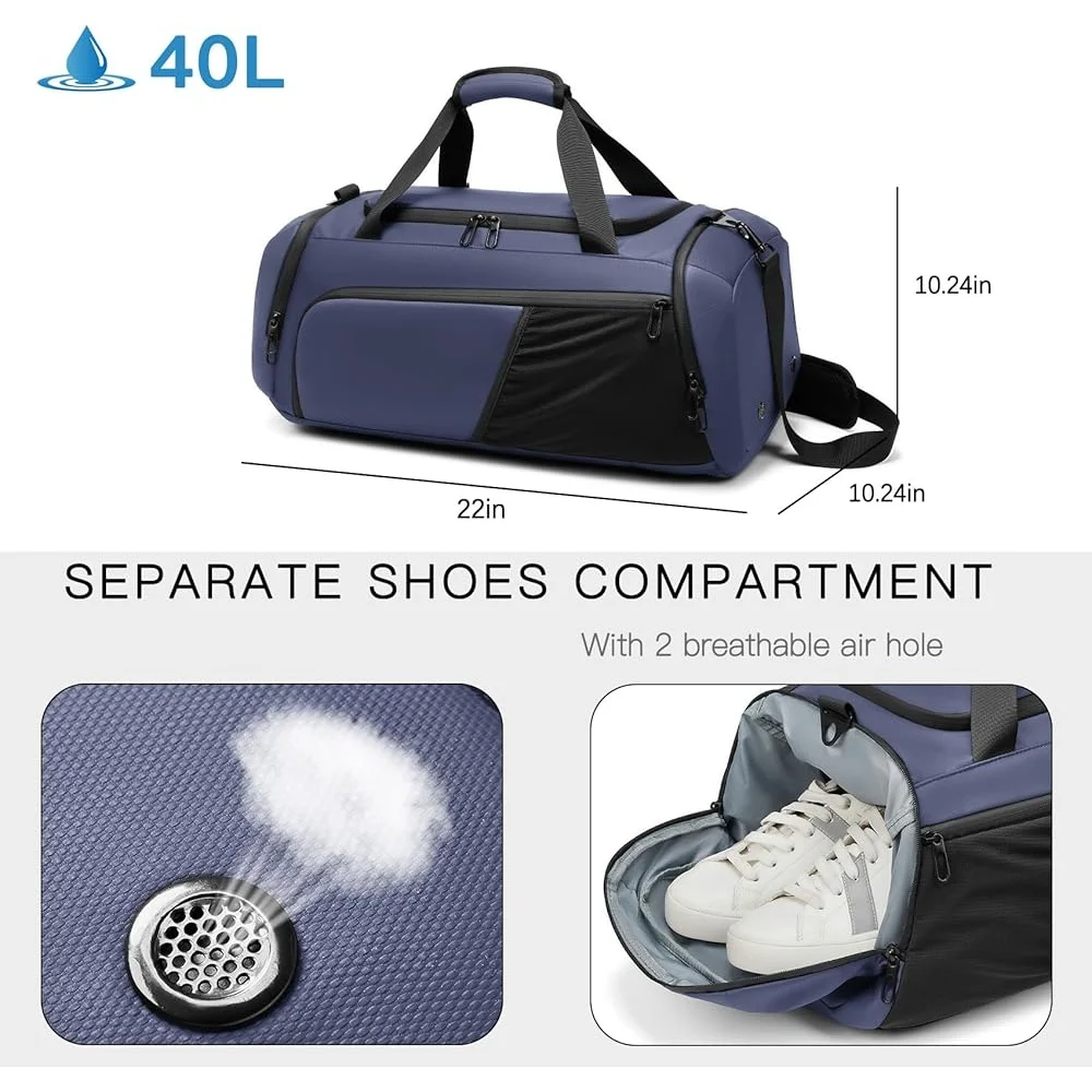 

3 in 1 Waterproof Gym Duffle Bag with Shoes Pocket Large Capacity Travel Sports Bag Men Women