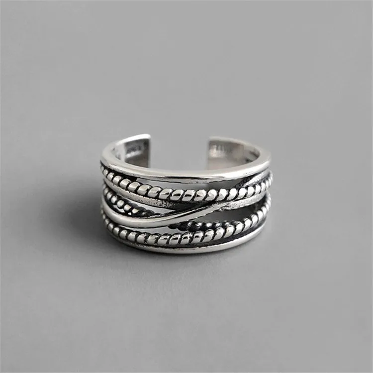 Punk Cool Hip Pop Lines Chains Rings for Women Adjustable Open Finger Rings Man Party Gift 2023