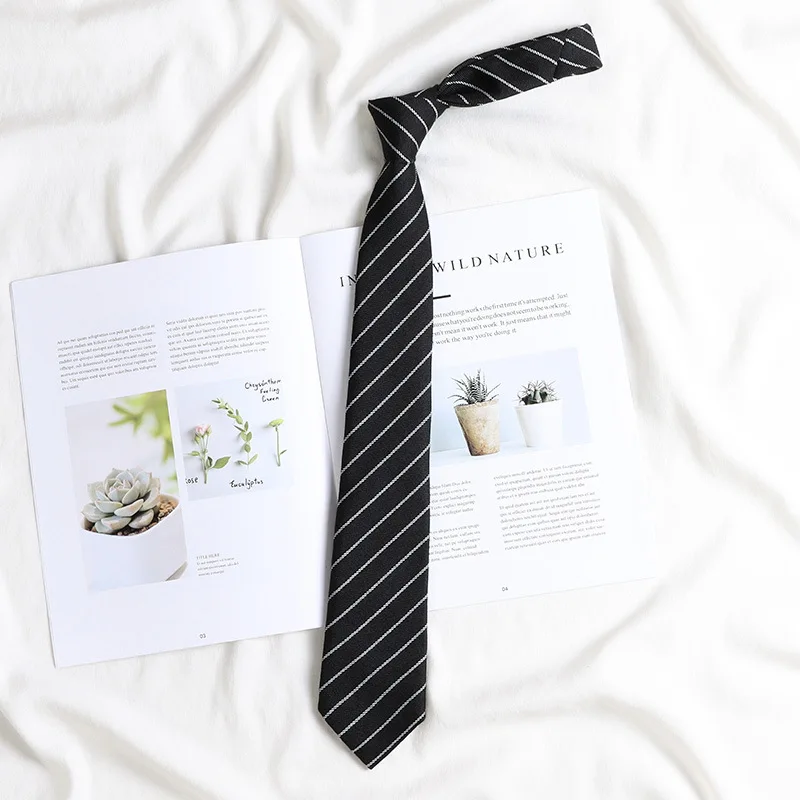 Koreanischer Stil Elegante Krawatten für Herren Geschenke Top-Kleidungszubehör Hochzeit Schwarz Grau Gestreift JK Damen Kragen Schmale Halsfliege – Detail 21