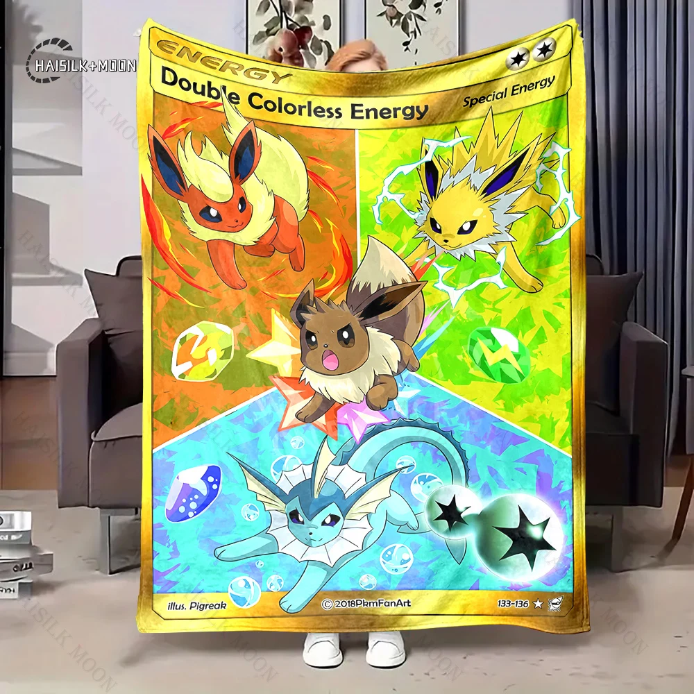 Japanese Anime Pokemon Card Pikachu Flannel Fluffy Throw Camping Blanket for Children Sofa Throw Blanket Modern Fashion Gift