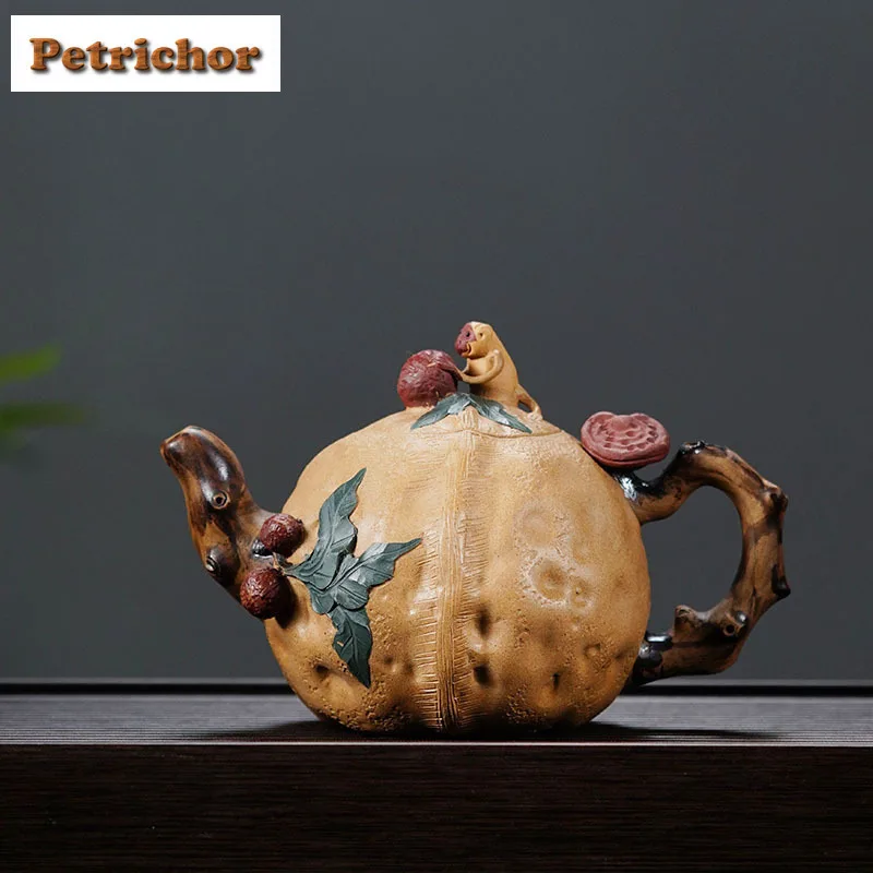 

530ml High-end Yixing Purple Clay Teapots Handmade Walnut Pot Raw Ore Section Mud Tea Maker Kettle With Infuser Zisha Tea Set