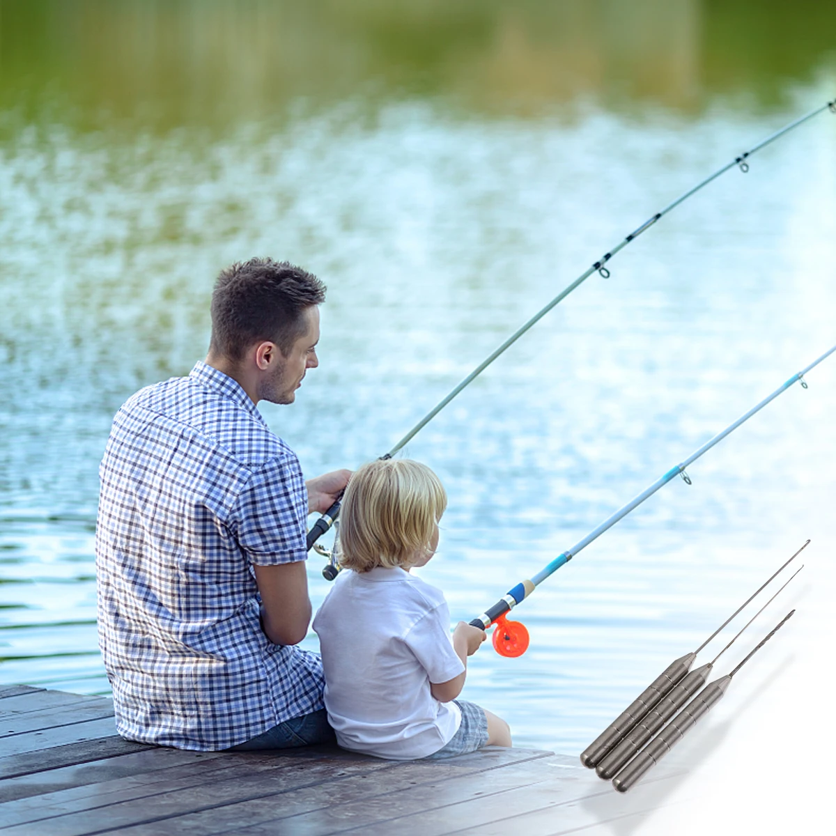

3pcs Baiting Needle Set Durable Carbon Steel Fishing Tackle Worm Tool Portable Mini Devices Storage Silver Metal