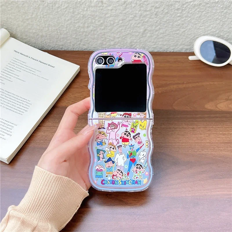 Cute Cartoon Japan Anime Crayon Shin chan Phone Case For Samsung Galaxy Z Flip 7 6 5 Case Soft TPU Back Cover For Z Flip 3 4
