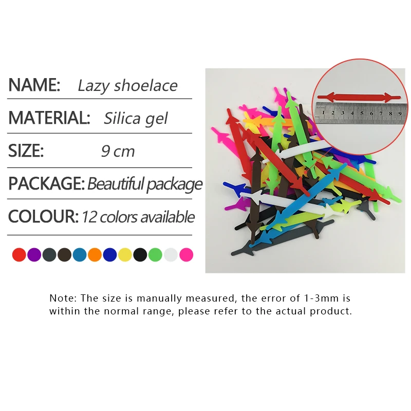12pcs Silicone Elastic No Tie Shoelaces For Running Sneakers Stretched Strings Suitable For Canvas Shoes Shoe Laces