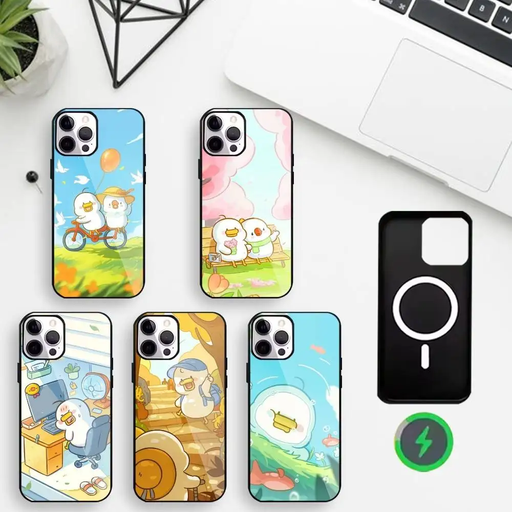 

Cute Doubao Duck Phone Case For iPhone17,16,15,14,13,12,11 Plus,For Magnetic Wireless Charge Cover