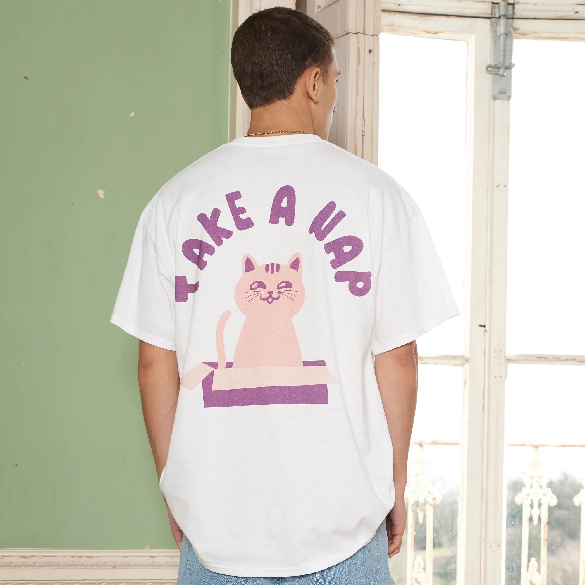 Take A Nap Men's Cat Slogan T-Shirt